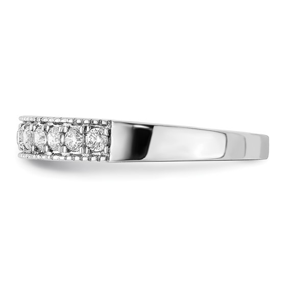 14k White Gold 3mm 3/8 carat Diamond Beaded Edge Band