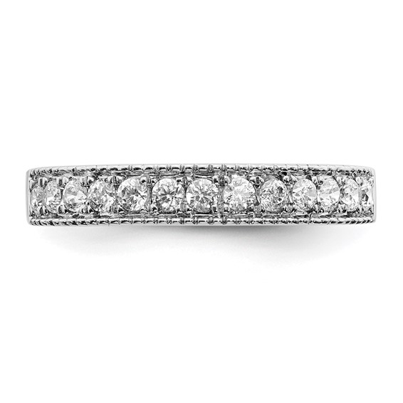 14k White Gold 3mm 3/8 carat Diamond Beaded Edge Band
