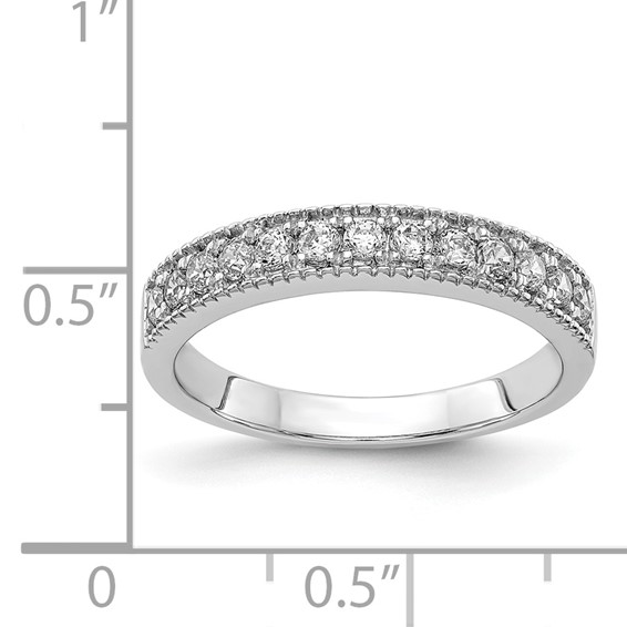 14k White Gold 3mm 3/8 carat Diamond Beaded Edge Band