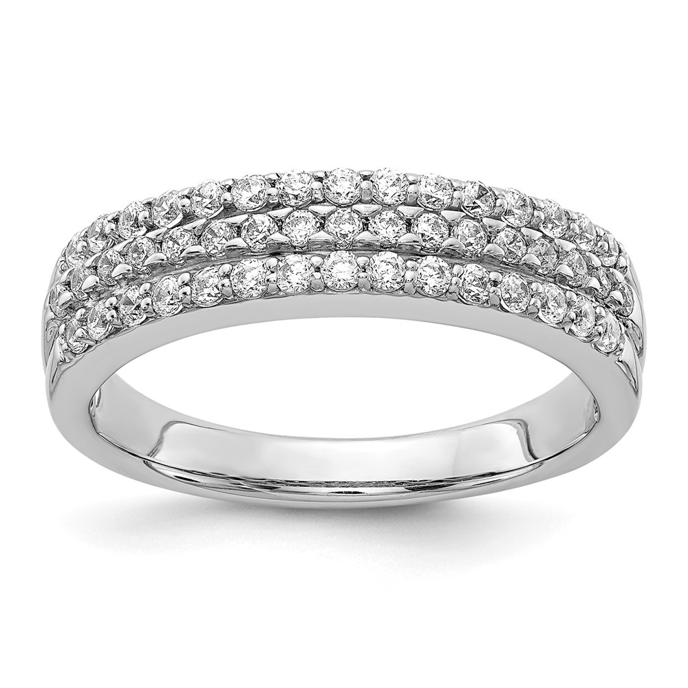 14K White Gold 0.50 Carat Lab Grown Diamond VS SI+ G+ Complete Triple Row Fashion Band