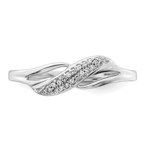 14k White Gold 1/15 carat Diamond Wave Fashion Ring