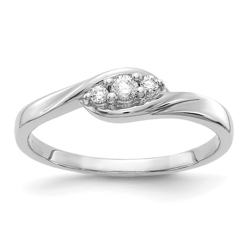14K White Gold 0.10 Carat Lab Grown Diamond VS SI+ G+ Complete Three Stone Ring