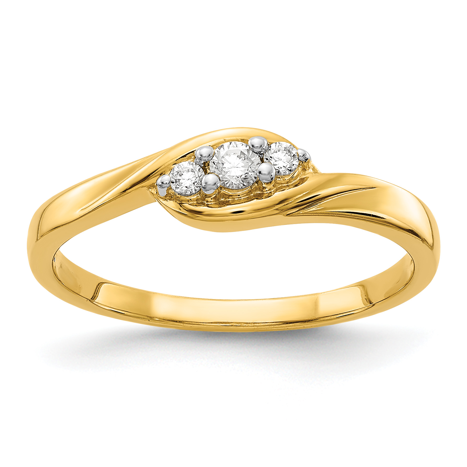 14k 1/10 carat Lab Grown Diamond VS/SI+ G+ Complete Three Stone Ring (RM5636-010-7YLG)