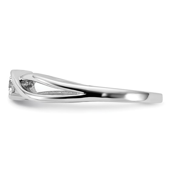 14kt White Gold Polished 1/10 carat Diamond Bypass Ring