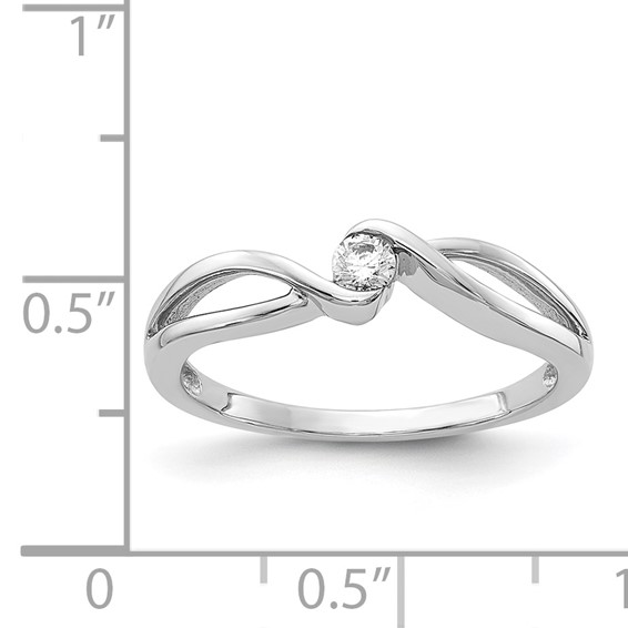 14kt White Gold Polished 1/10 carat Diamond Bypass Ring