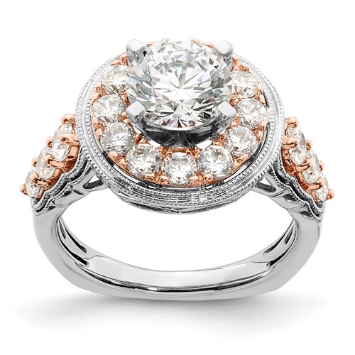 Alloy Pink/White & CZ Semi-mount Engagement Ring