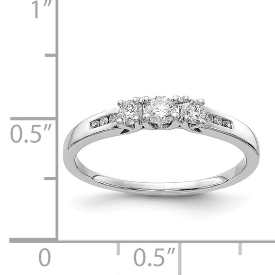 14k White Gold 3-Stone 1/4 carat Diamond Ring
