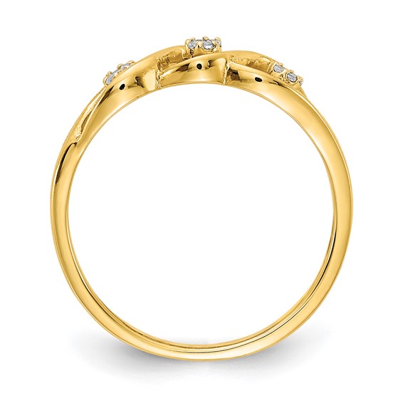 14k Polished 1/15 carat Diamond Wave Ring