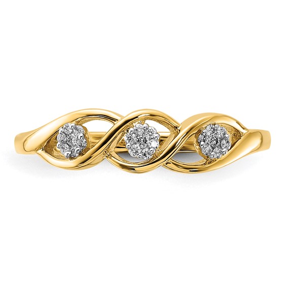 14k Polished 1/15 carat Diamond Wave Ring
