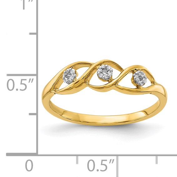 14k Polished 1/15 carat Diamond Wave Ring