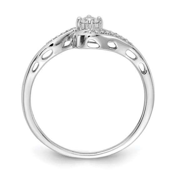 14k White Gold 1/6 carat  Diamond Bypass Ring