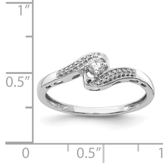 14k White Gold 1/6 carat  Diamond Bypass Ring