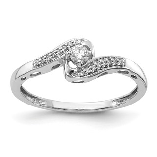 14k White Gold 1/6 carat  Diamond Bypass Ring