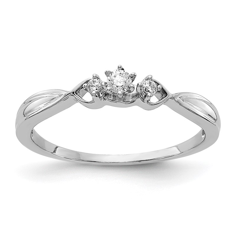 14k White Gold 1/10 carat Lab Grown Diamond VS/SI+ G+ Complete Petite Engagement Ring