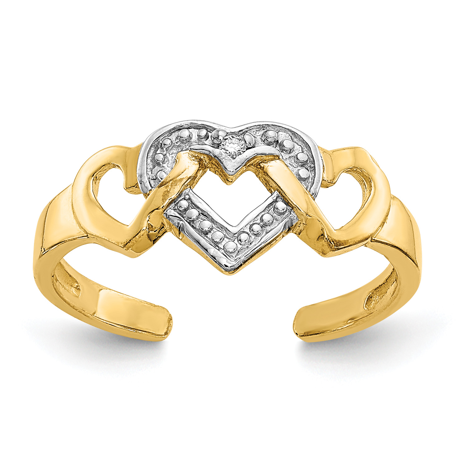 10k Rhodium Diamond Heart Toe Ring (RM5651-001-1YA)