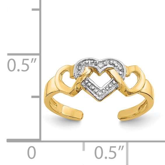 Gold Polished Heart Toe Rings