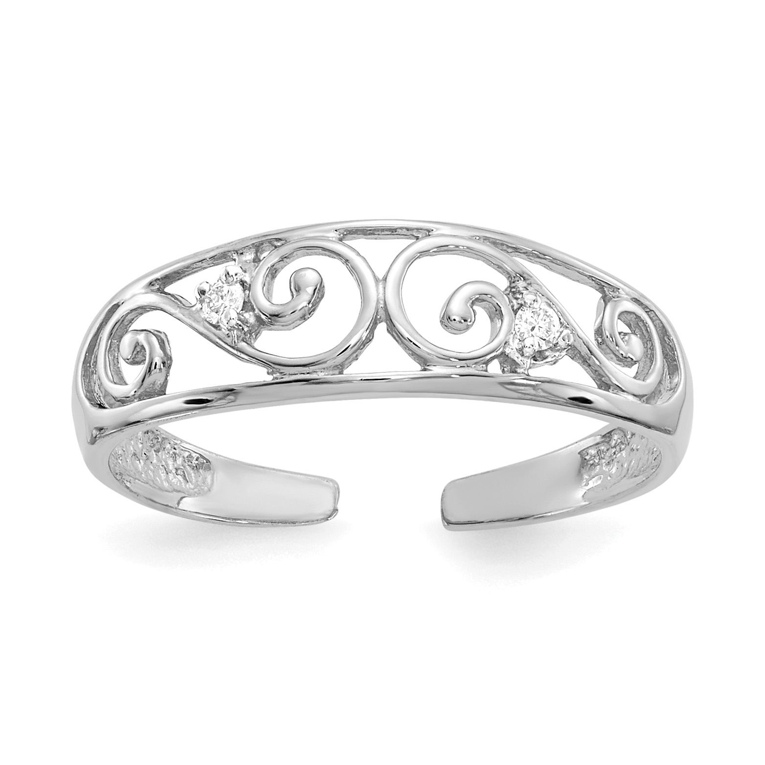 14k White Gold .02ct Diamond Scroll Toe Ring (RM5653-002-WA)