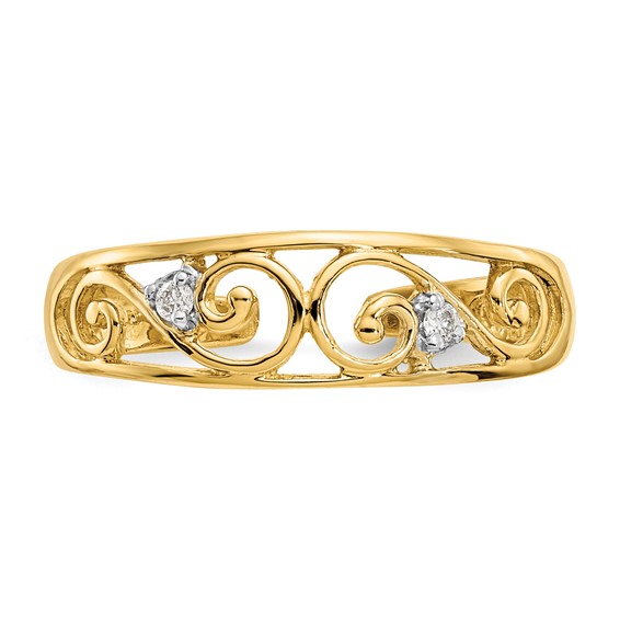 Gold Polished Diamond Scroll Toe Rings
