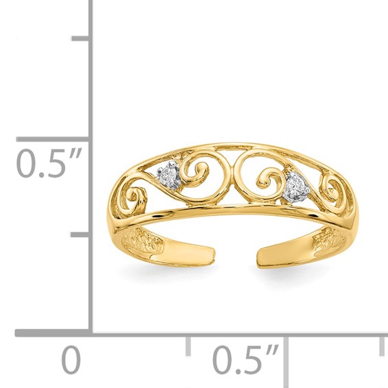 Gold Polished Diamond Scroll Toe Rings