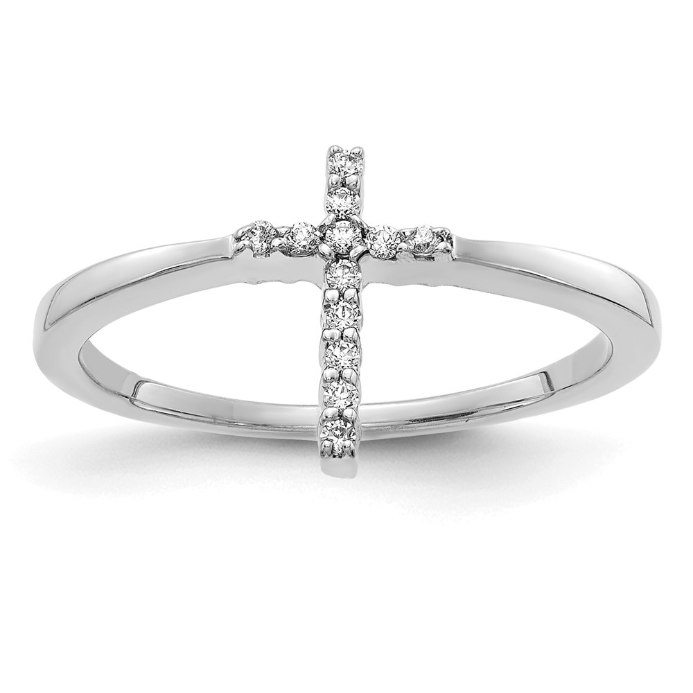 14K White Gold 0.07 Carat Lab Grown Diamond VS SI+ G+ Complete Cross Ring