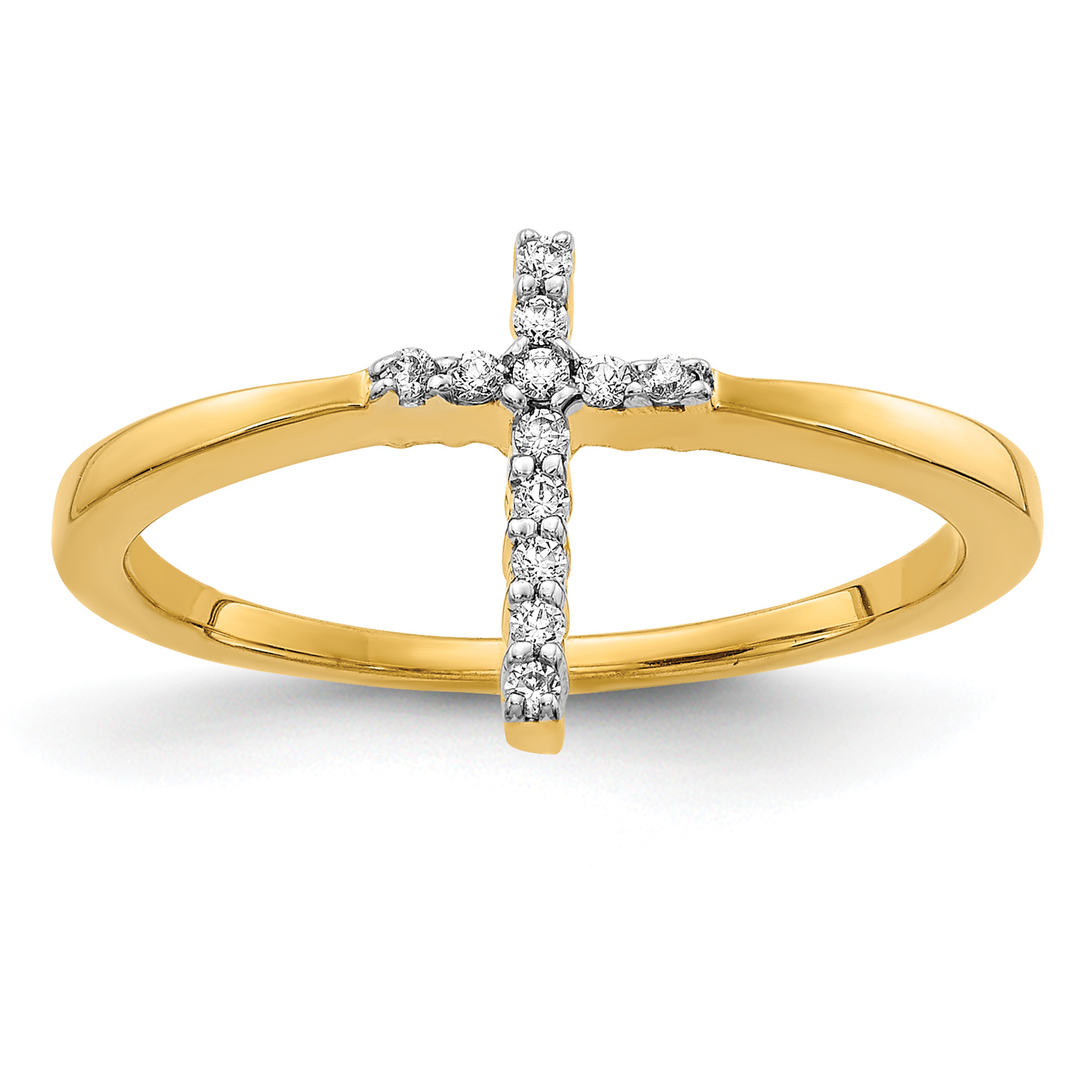 14k Yellow Gold Diamond Cross Ring (RM5654-008-YA)