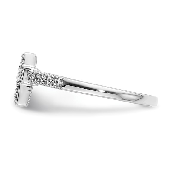 14k White Gold Polished 1/10 carat Diamond Cross Ring
