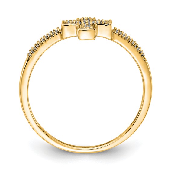 14k Yellow Gold Polished Diamond Cross Ring