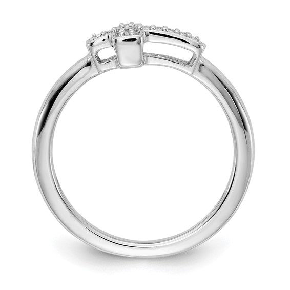 14k White Gold 1/20 carat Diamond Cross Ring