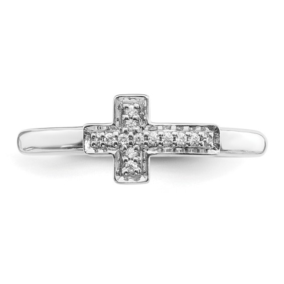 14k White Gold 1/20 carat Diamond Cross Ring