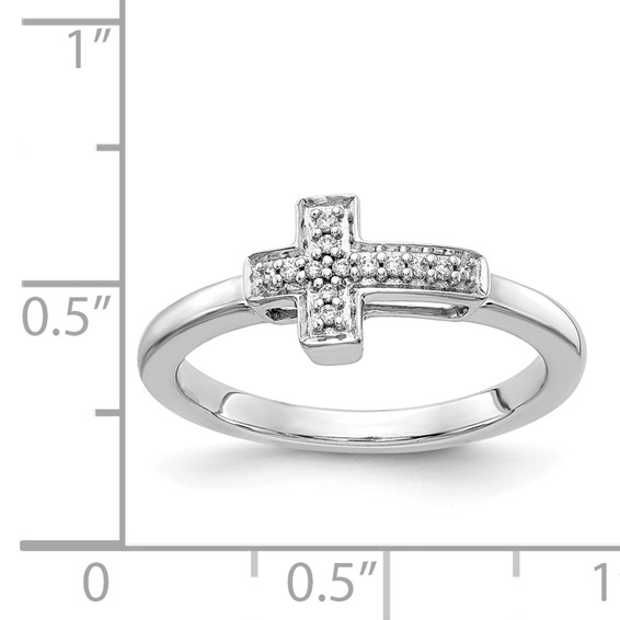 14k White Gold 1/20 carat Diamond Cross Ring