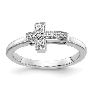 14k White Gold 1/20 carat Diamond Cross Ring