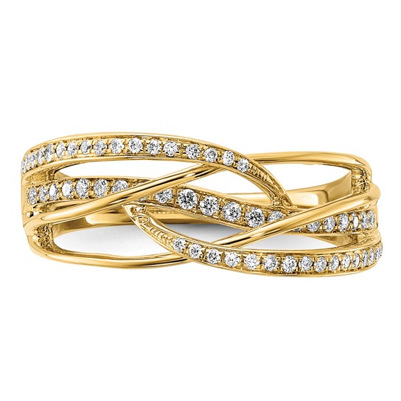14k Polished 1/4 carat Diamond Woven Ring