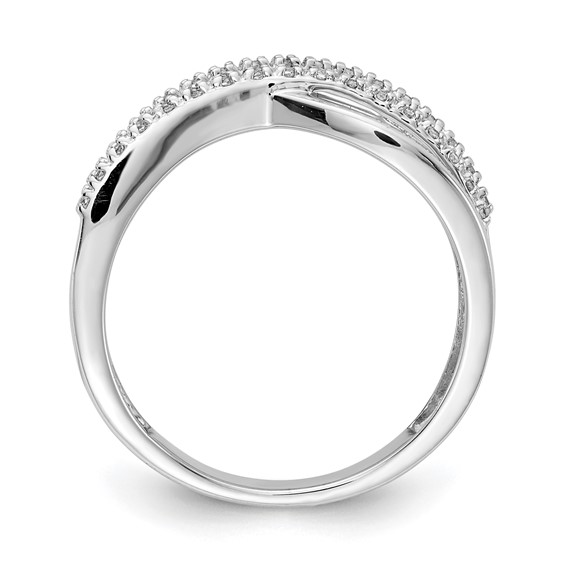 14k White Gold Polished 1/10 carat Diamond 4-Strand Ring