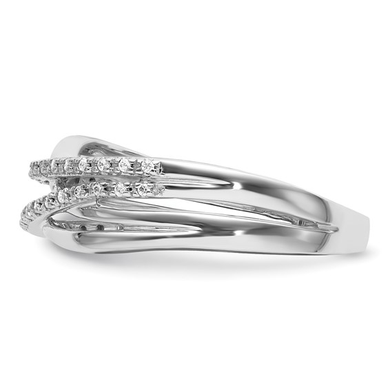 14k White Gold Polished 1/10 carat Diamond 4-Strand Ring