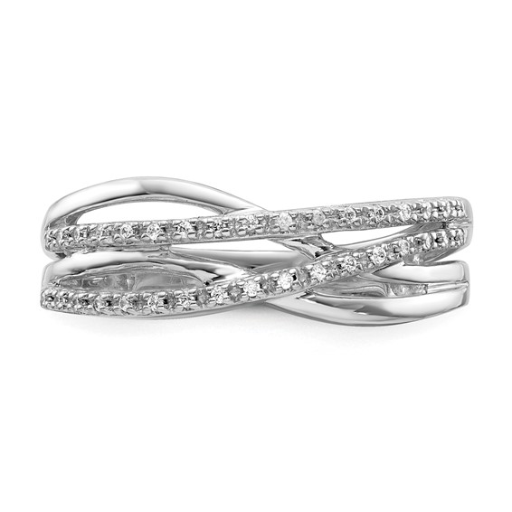 14k White Gold Polished 1/10 carat Diamond 4-Strand Ring