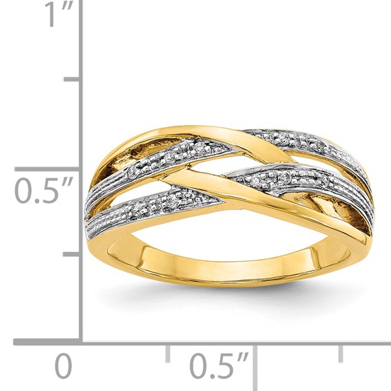 14k and White Rhodium 1/20 carat Diamond Woven Ring