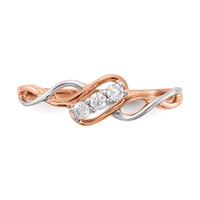 14K Two-Tone Rose and White Gold 0.17 Carat Lab Grown Diamond VS SI+ G+ Complete Three Stone Twist Ring view 4