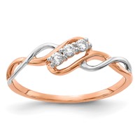 14K Two-Tone Rose and White Gold 0.17 Carat Lab Grown Diamond VS SI+ G+ Complete Three Stone Twist Ring view 1