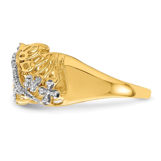 14k and White Rhodium Diamond Dragonfly Ring