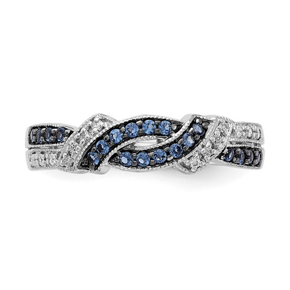 14k Yellow Gold w/Black Rhodium White and Blue Diamond Ring