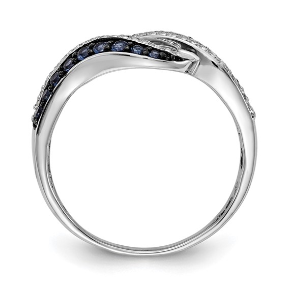 14k White Gold 1/2 carat Blue and White Diamond Swirl Ring