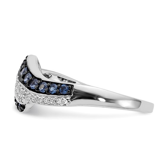 14k White Gold 1/2 carat Blue and White Diamond Swirl Ring