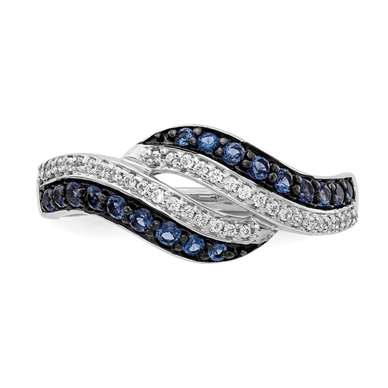 14k White Gold 1/2 carat Blue and White Diamond Swirl Ring