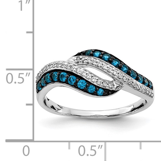 14k White Gold 1/2 carat Blue and White Diamond Swirl Ring
