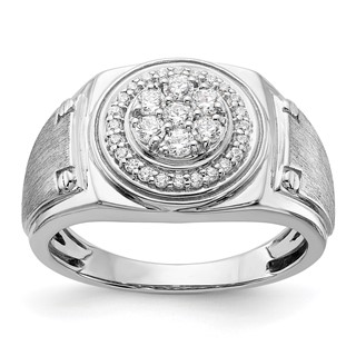 IBGoodman 14k White Gold 1/2 carat Lab Grown Diamond VS/SI+ G+ Complete Men's Ring