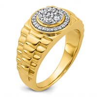 IBGoodman 10K Yellow Gold 0.50 Carat Lab Grown Diamond VS SI+ G+ Complete Men's Ring view 5