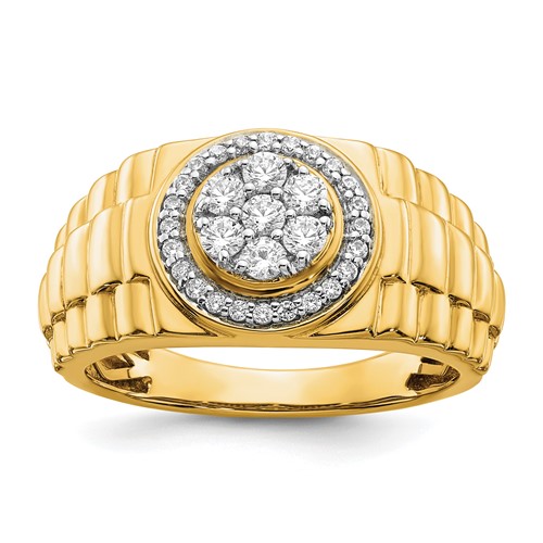 IBGoodman 10K Yellow Gold 0.50 Carat Lab Grown Diamond VS SI+ G+ Complete Men's Ring