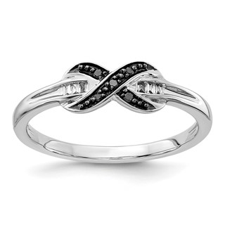 14k White Gold 1/15 carat Black and White Diamond X-Ring
