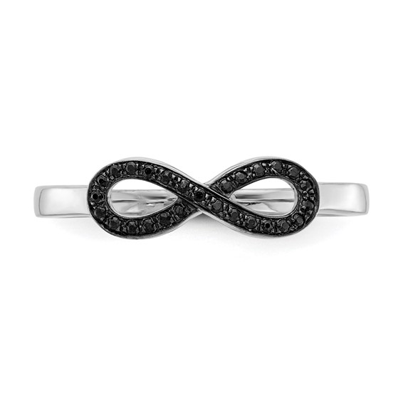 14k White Gold 1/10 carat Black Diamond Infinity Ring