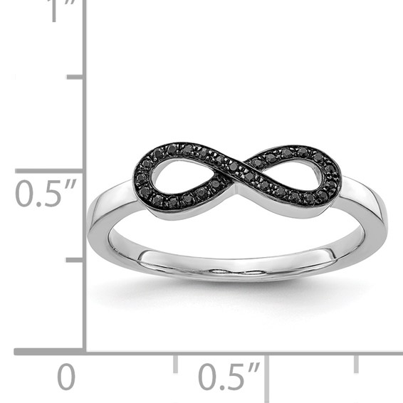 14k White Gold 1/10 carat Black Diamond Infinity Ring